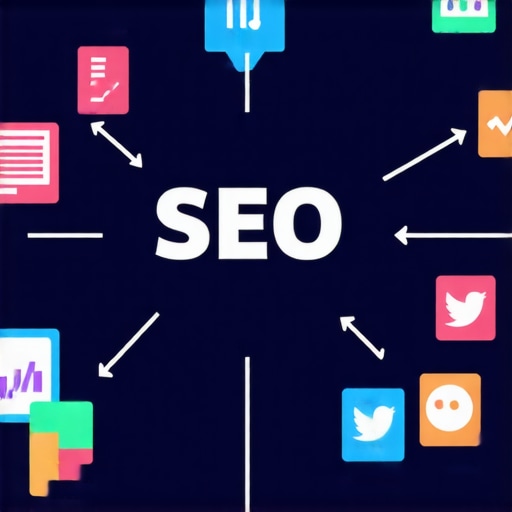 Diagram illustrating schema markup, analytics, and social media integration for local SEO