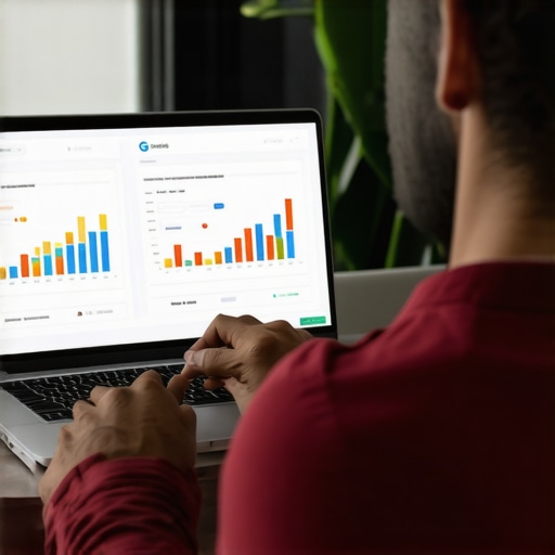 Person reviewing local SEO performance metrics on a laptop with charts