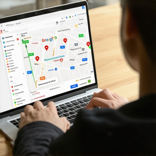 Analyzing Local SEO Data for Google Maps Optimization Person reviewing local SEO analytics on a laptop with Google Maps insights.