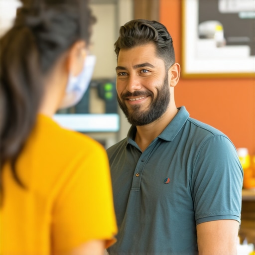 Community Engagement for Local SEO Business owner interacting with customers in local setting