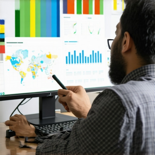 Professional analyzing local SEO and Google Maps data on a computer