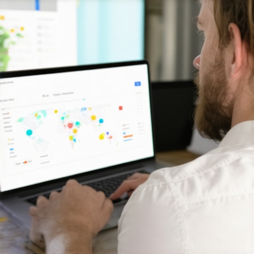 SEO specialist reviewing local search analytics with schema markup insights