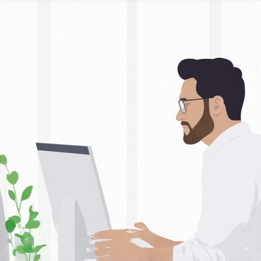 Business owner working on local SEO optimization with schema markup