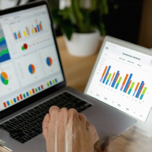 Expert analyzing local search rankings and SEO data on a laptop