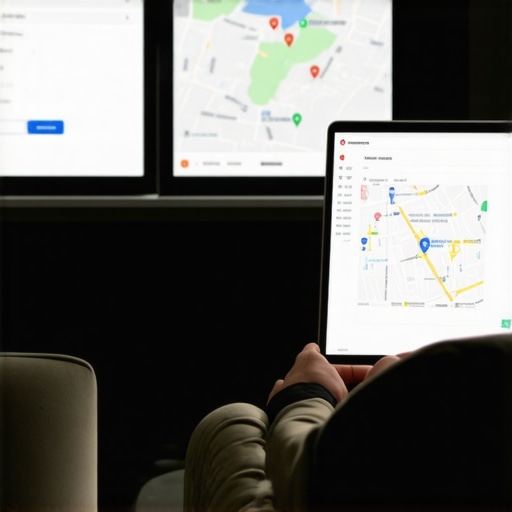 Analyzing Local SEO Data for Maps Optimization Business owner reviewing local SEO analytics on a computer for Google Maps rankings.
