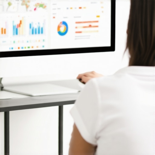 Person reviewing local SEO analytics on a laptop with charts and maps.