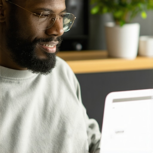 Business owner editing GMB profile on a laptop for local SEO