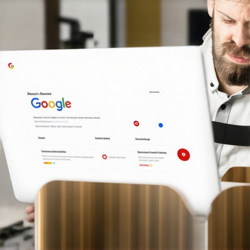 Business owner reviewing business profile and analytics on laptop for local SEO improvements.