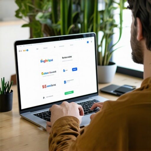 A person analyzing local SEO performance with multiple digital tools on computer screens.