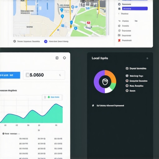 Screenshot of local SEO analytics dashboard with Google My Business metrics
