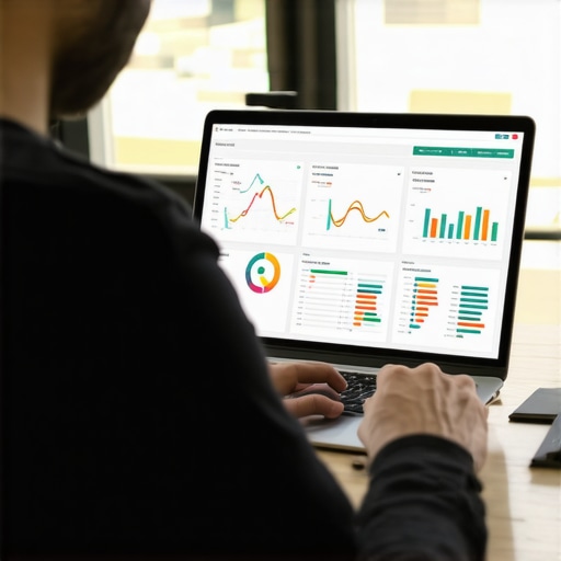 A person analyzing local SEO data on a laptop screen with analytics charts