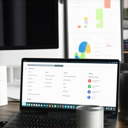 A workspace with multiple screens displaying SEO analysis tools for local business growth.