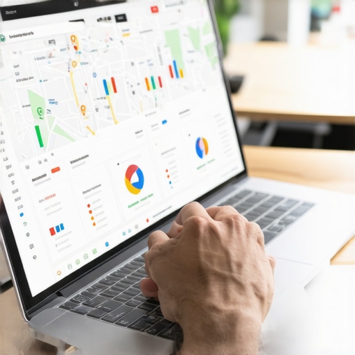 A person reviewing local business rankings on a laptop with charts