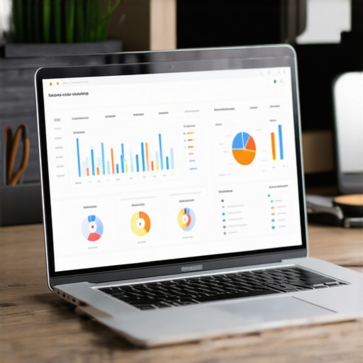 A workspace setup with laptop showing local SEO analytics, illustrating the tools used for maintaining local business rankings.