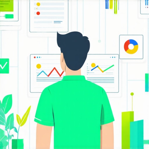 Business owner working on Google My Business profile with maps and analytics on screens.